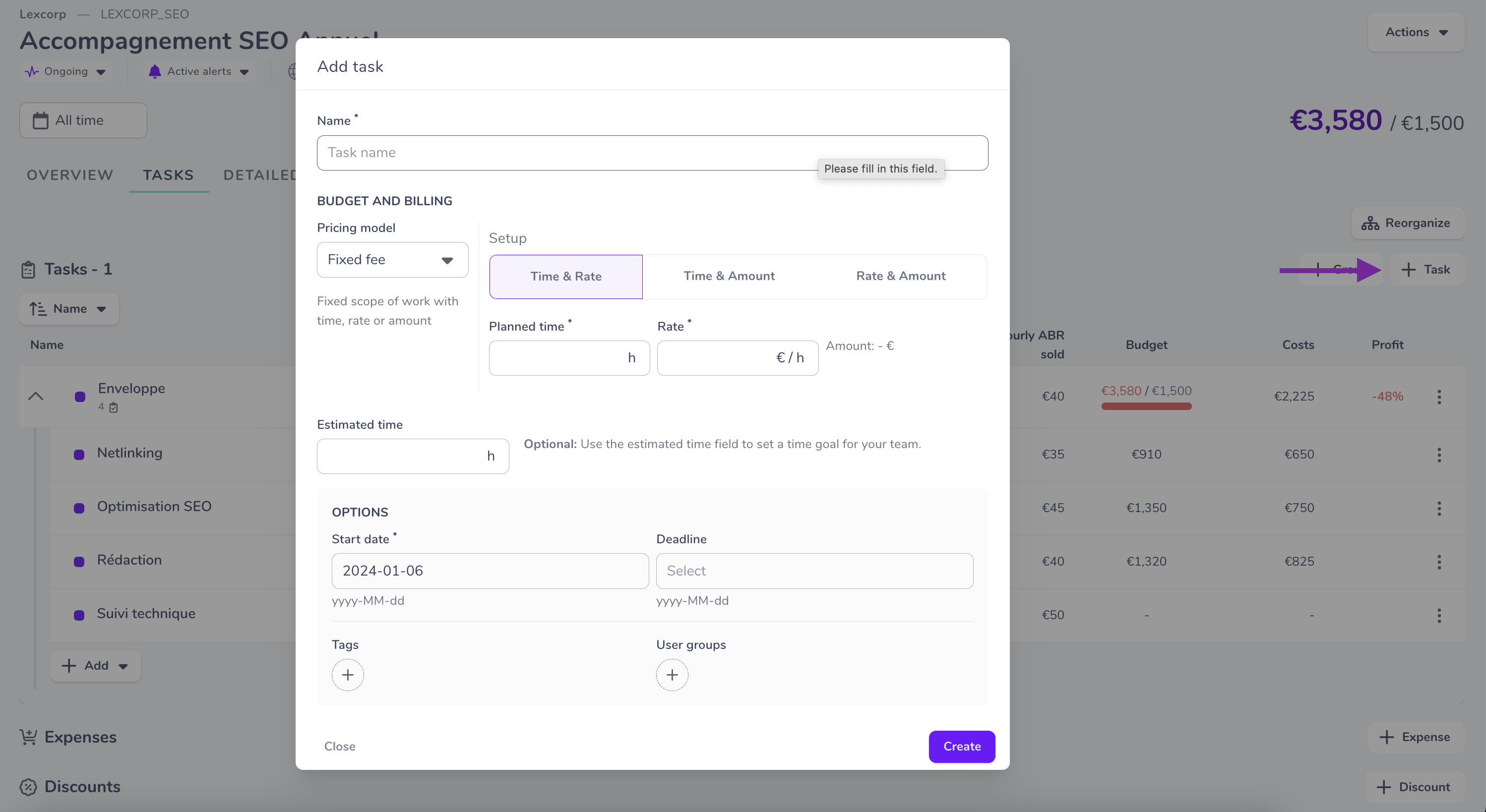 Create task