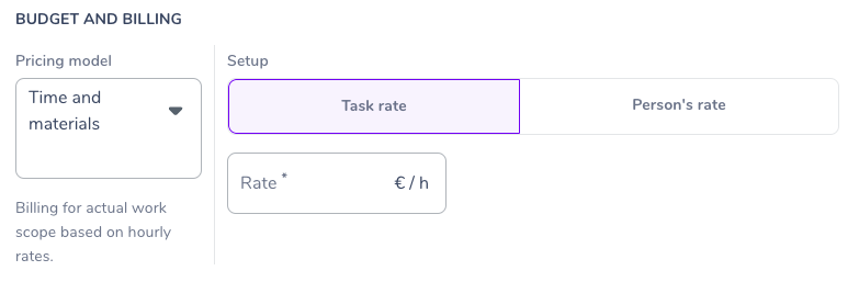 Time and materials tasks