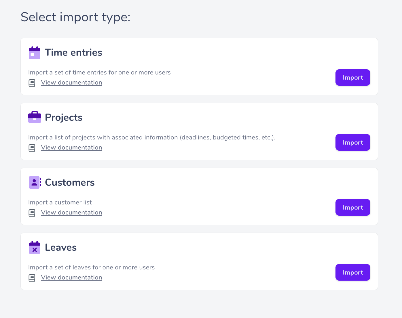 import time entries