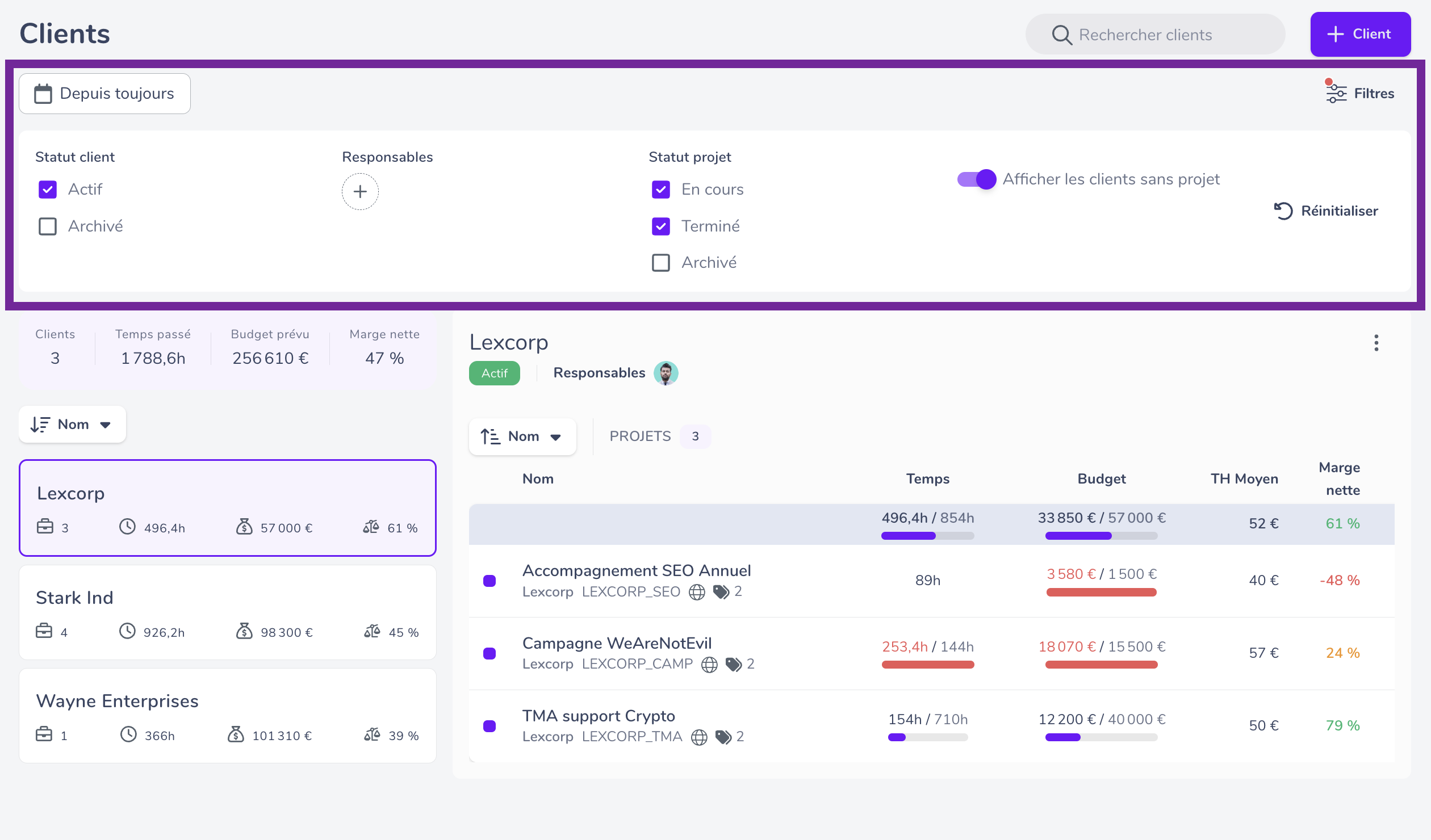 Client filters