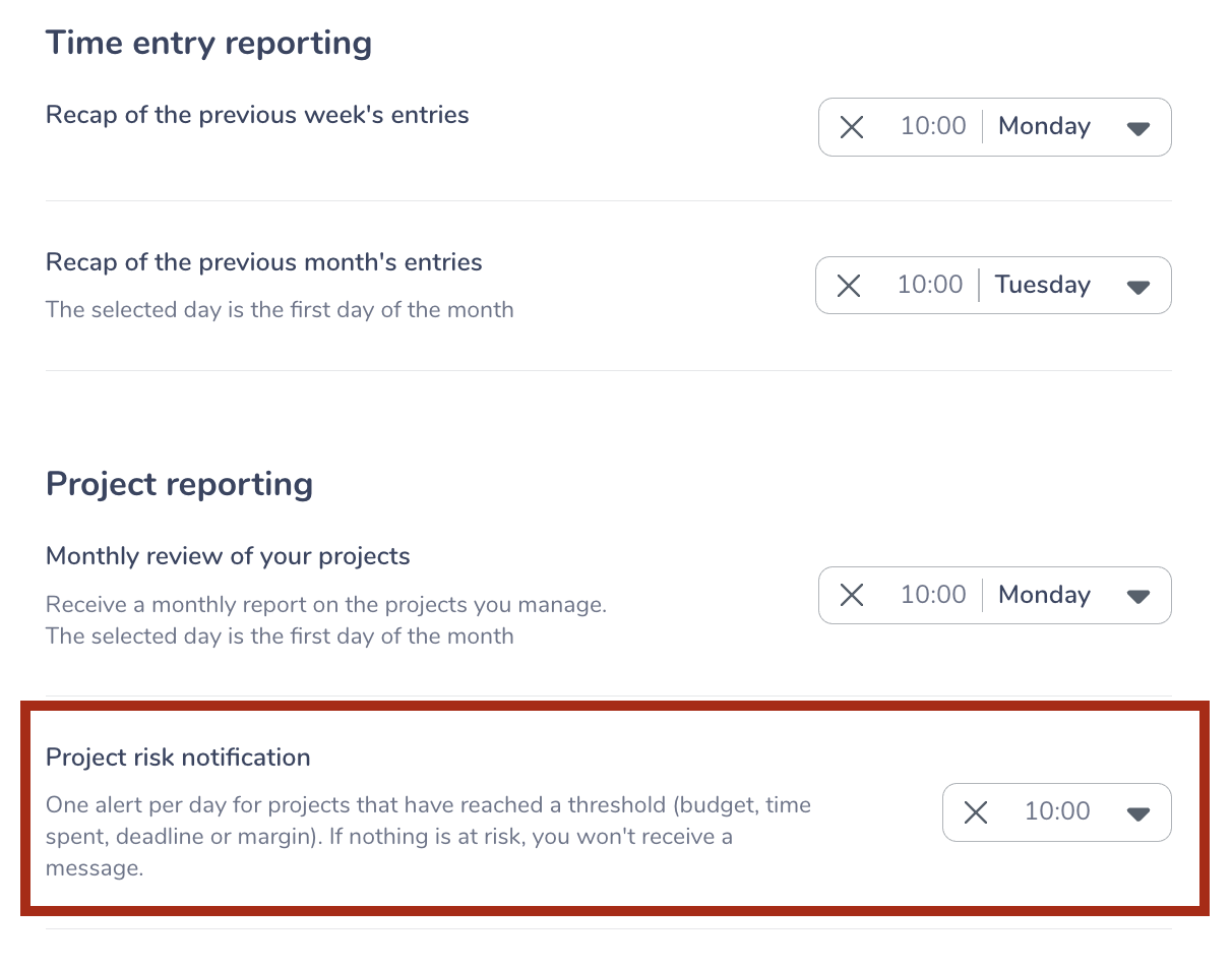 project risk notification