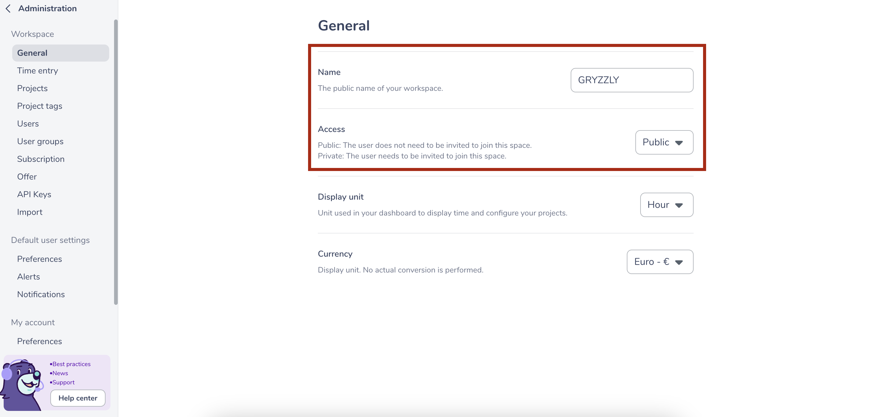 manage workspace