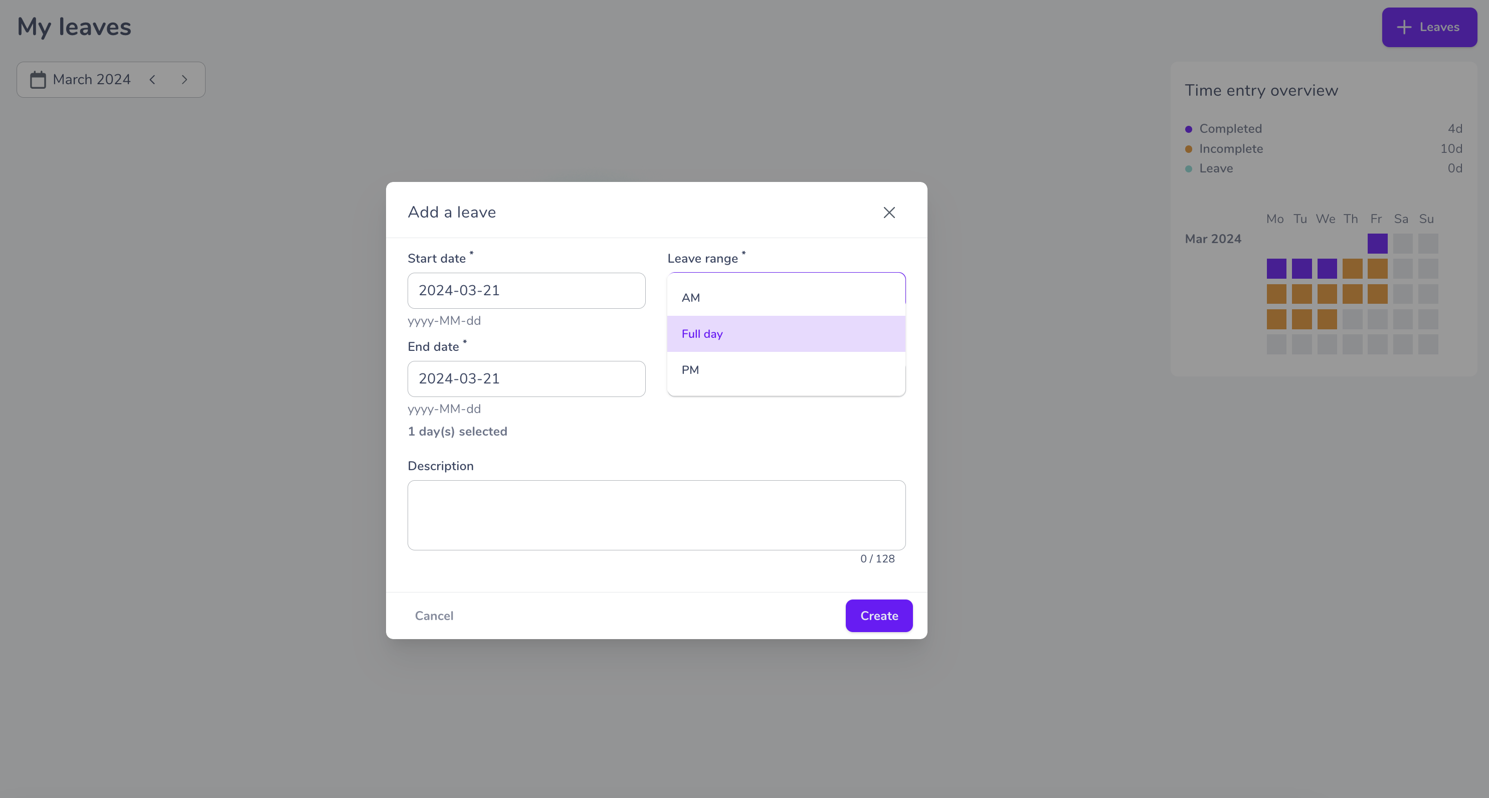 Create leave 