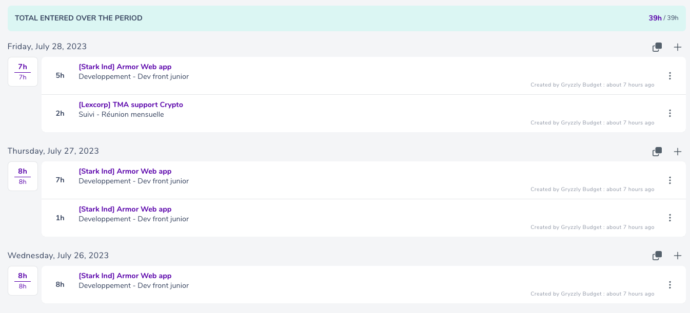 My timesheet