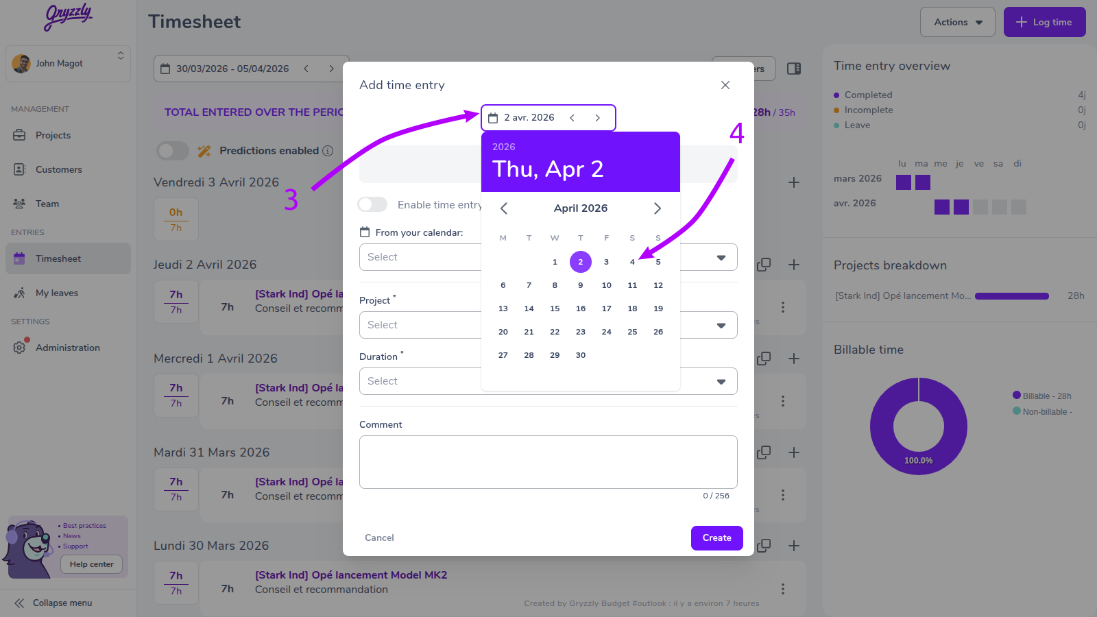 Déclarer du temps les weekend partie 2