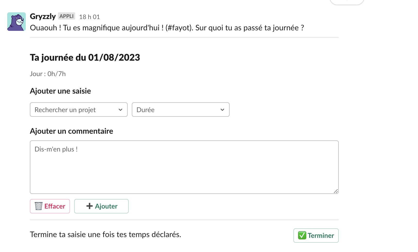 declaration du chatbot