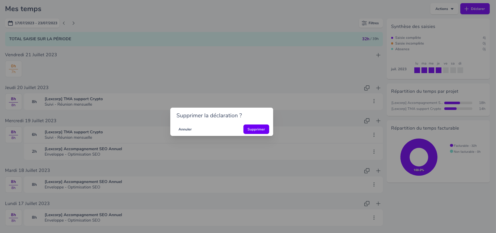 Modifier une saisie 