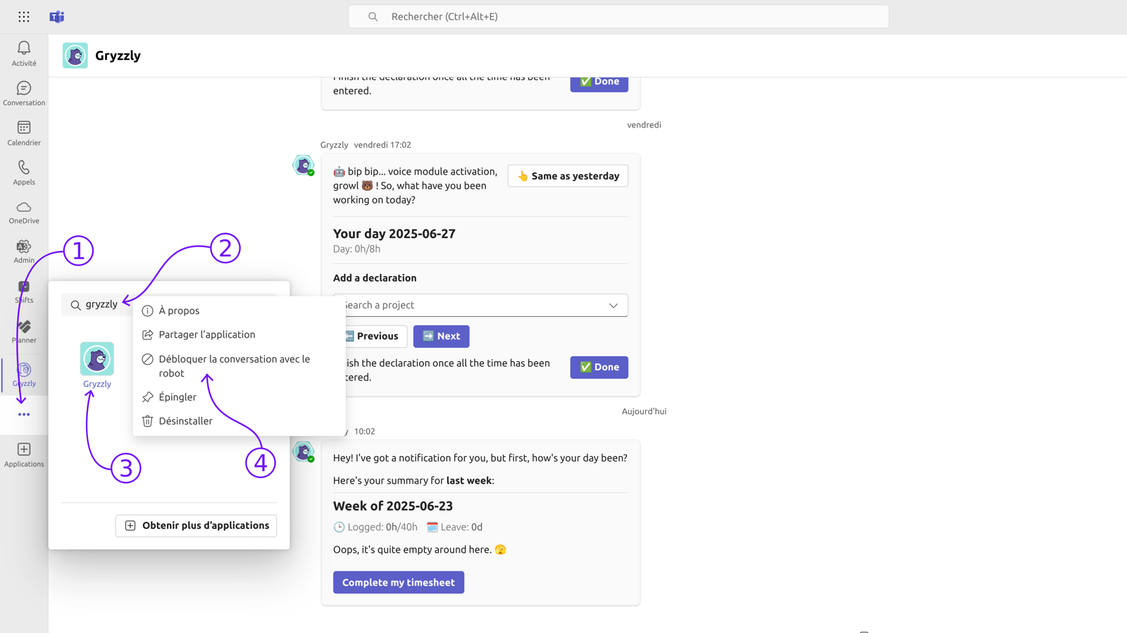 Débloqué un chatbot pour un utilisateur.